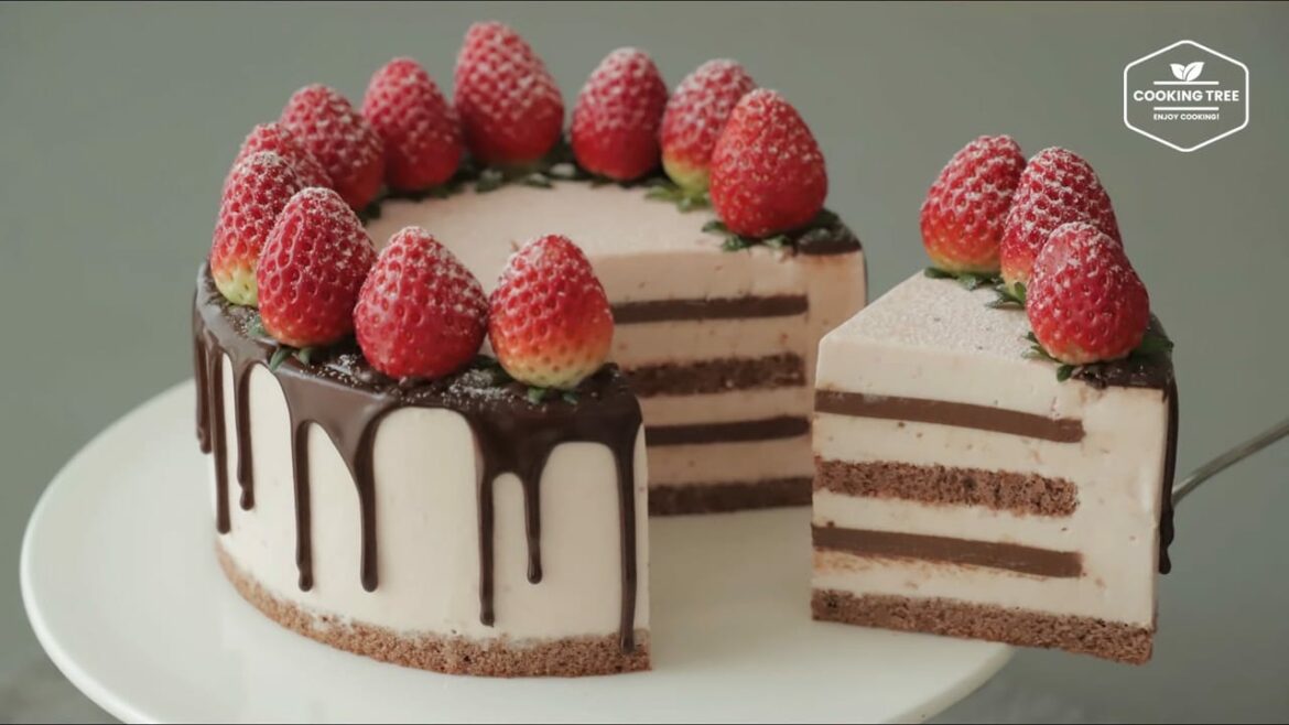 Gâteau au fromage aux fraises et au chocolat