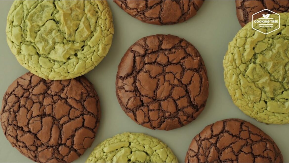 Biscuits au thé vert et brownie au chocolat