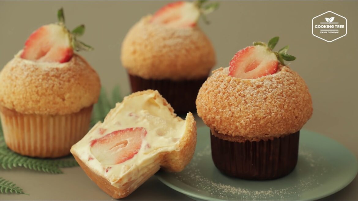 Muffin aux choux à la crème aux fraises