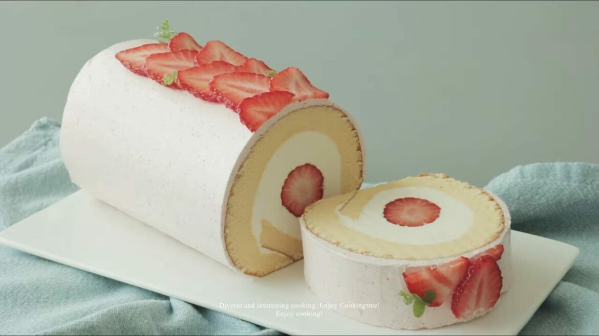 Gâteau roulé aux fraises