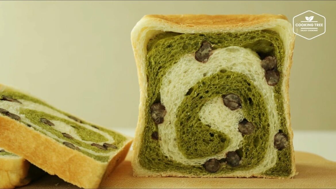 Pain cube marbré au thé vert (pain matcha)