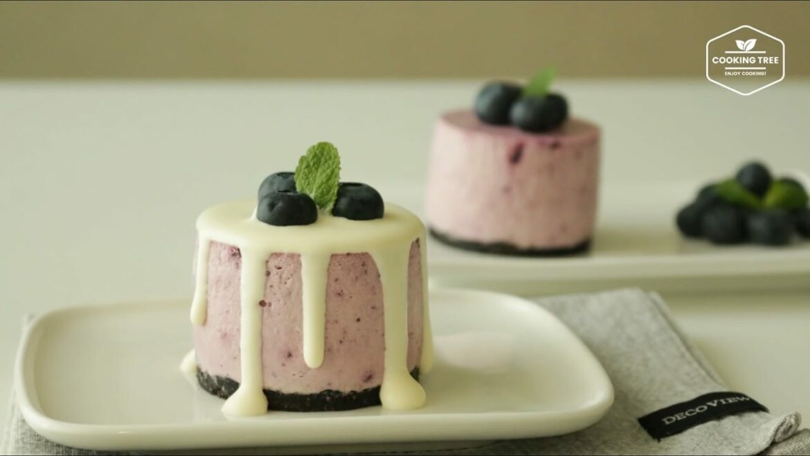 Gâteau mousse à la crème de yogourt aux myrtilles