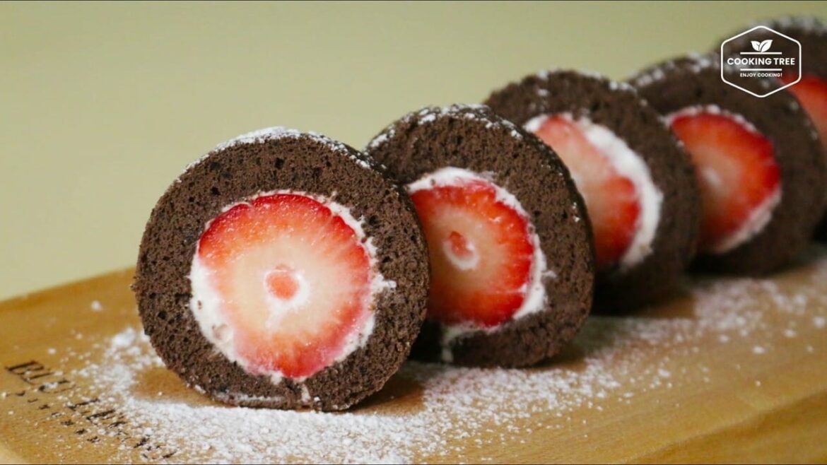 Gâteau mini roulé fraise-chocolat