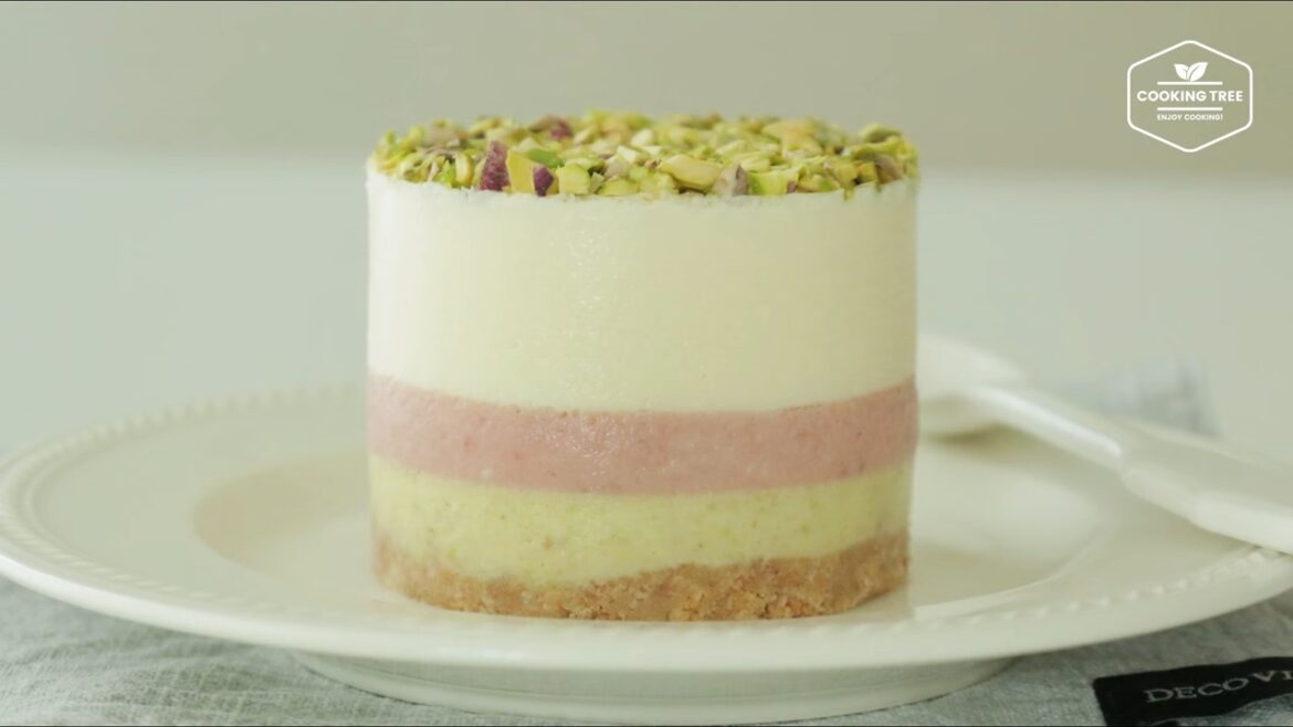 Gâteau mousse au fromage à la crème pistache