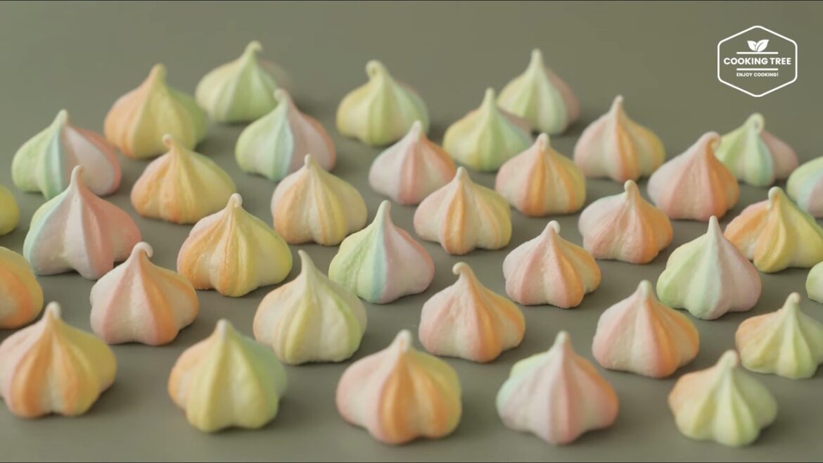 Biscuits meringués arc-en-ciel pastel