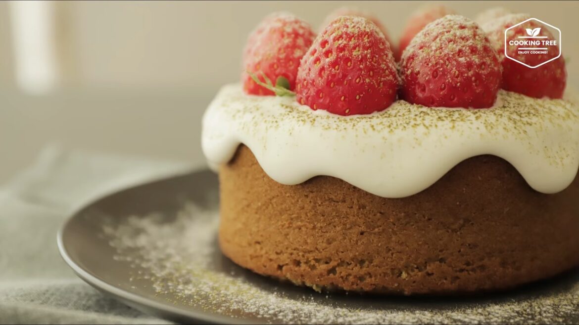 Quatre-quarts aux fraises et au matcha