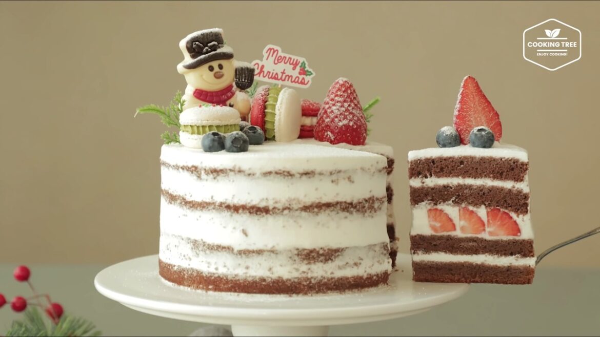 Gâteau aux fraises de Noël sans four