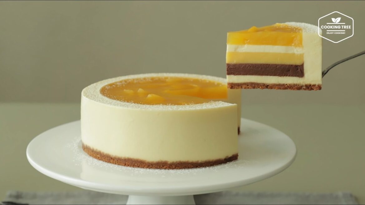 Cheesecake au chocolat et à la mangue sans cuisson