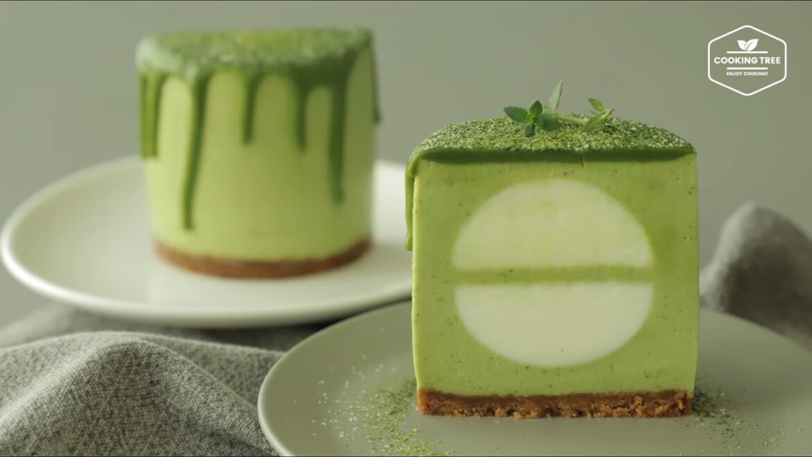 Gâteau Mousse Au Thé Vert Et Au Chocolat Blanc