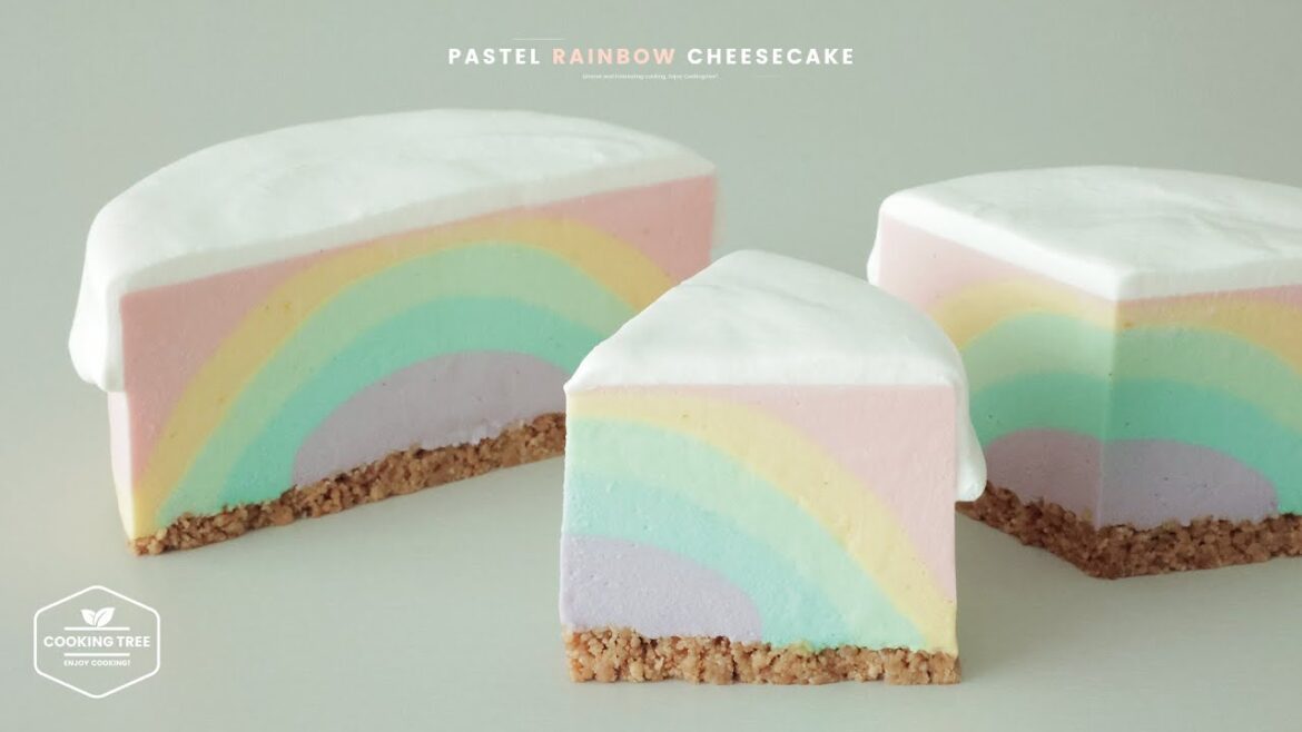 Cheesecake arc-en-ciel pastel
