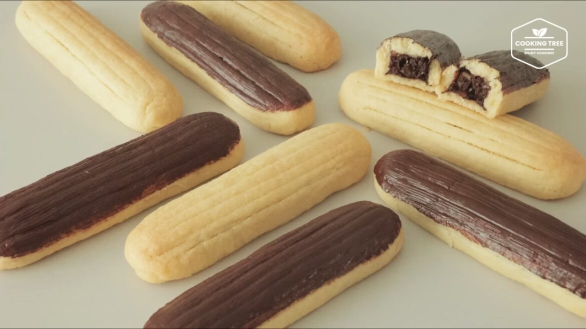 Biscuits au chocolat en forme d'éclair