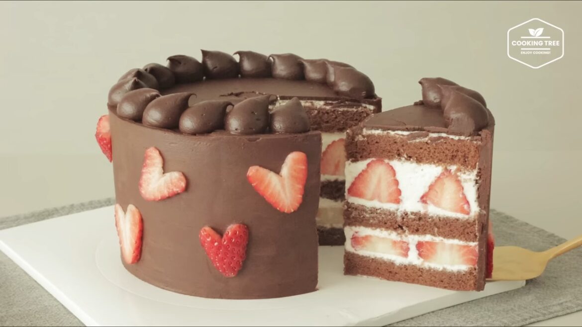 Gâteau Ganache Aux Fraises Et Au Chocolat