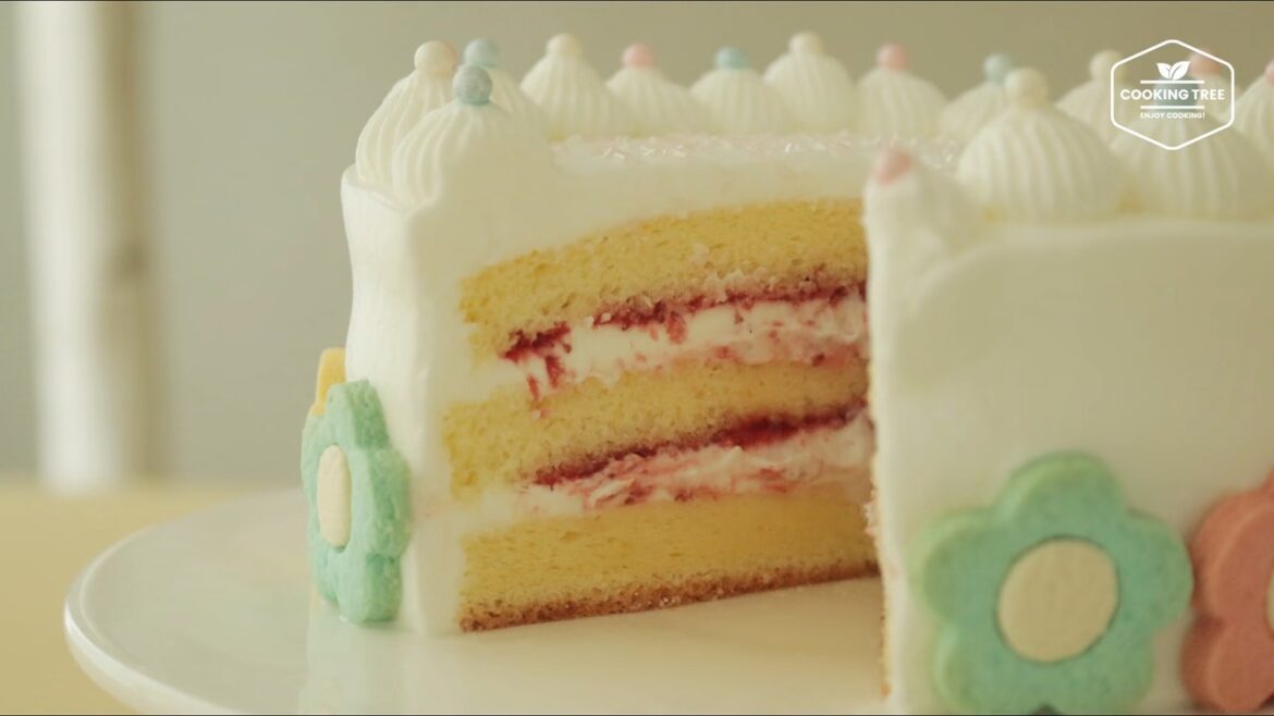 Gâteau aux biscuits aux fleurs