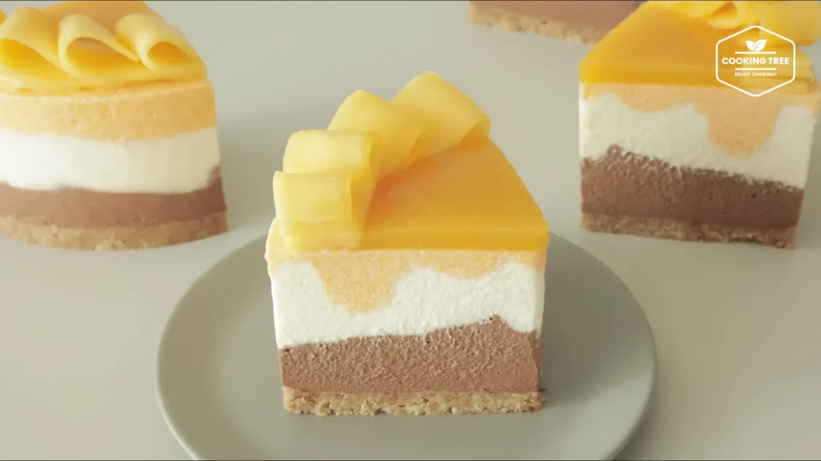 Cheesecake au chocolat et à la mangue sans cuisson